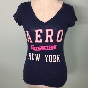 Navy blue V-neck shirt